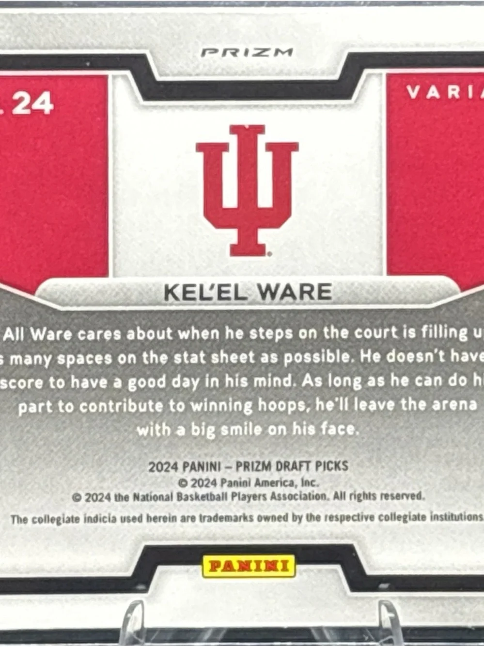 Panini Prizm Kel'el Ware Green Prizm Rookie Basketball Trading Card